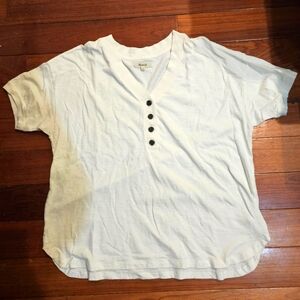 Madewell cream short sleeve Henley EUC L